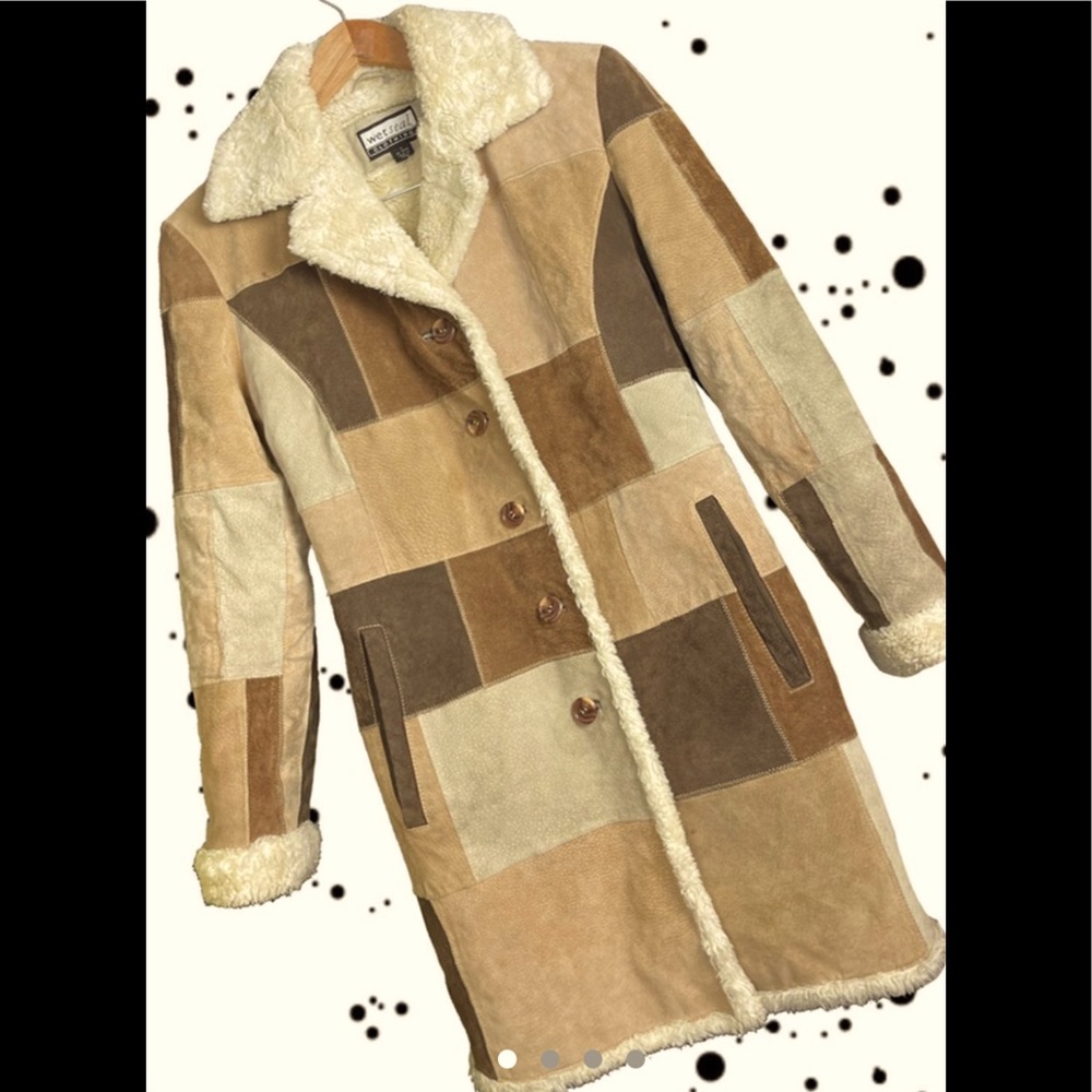 Vintage women’s y2k suede patchwork coat!